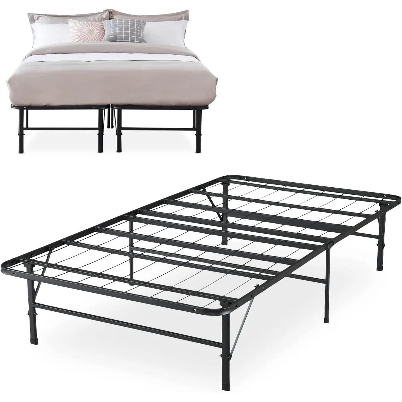 Heavy-Duty Metal Bed Frame with Simple Assembly – No Box Spring Needed, Mattress Support Platform