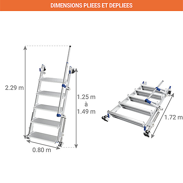 Echelle accès camion - Hauteur plateau de 1.25 à 1.49m - 2456005