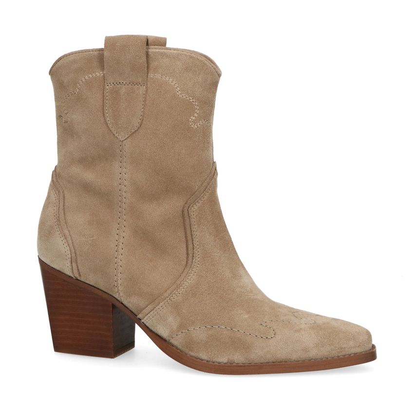 Manfield Beige suède cowboylaarzen