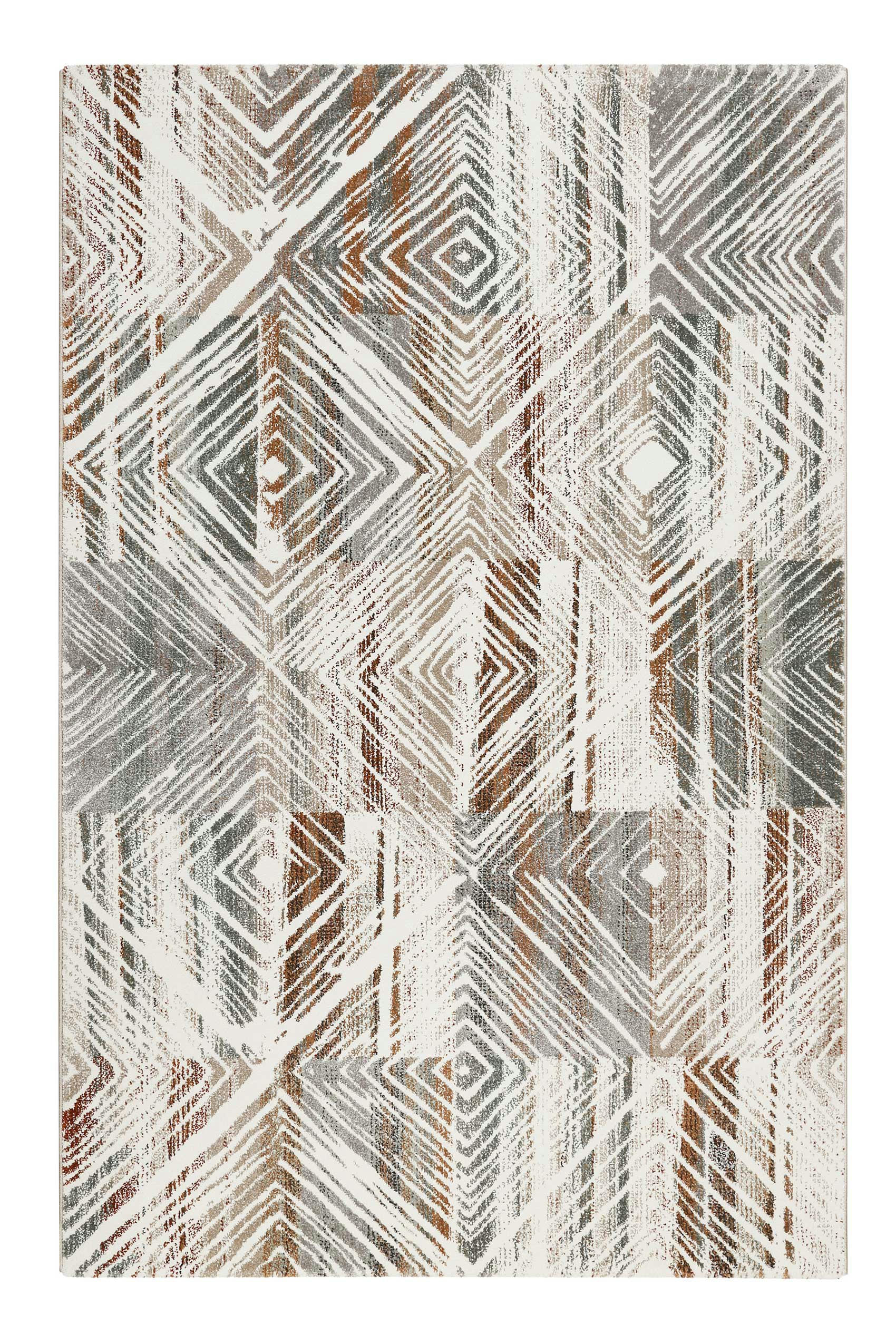 CUBA - Tapis design original tons de gris et brique 133x200
