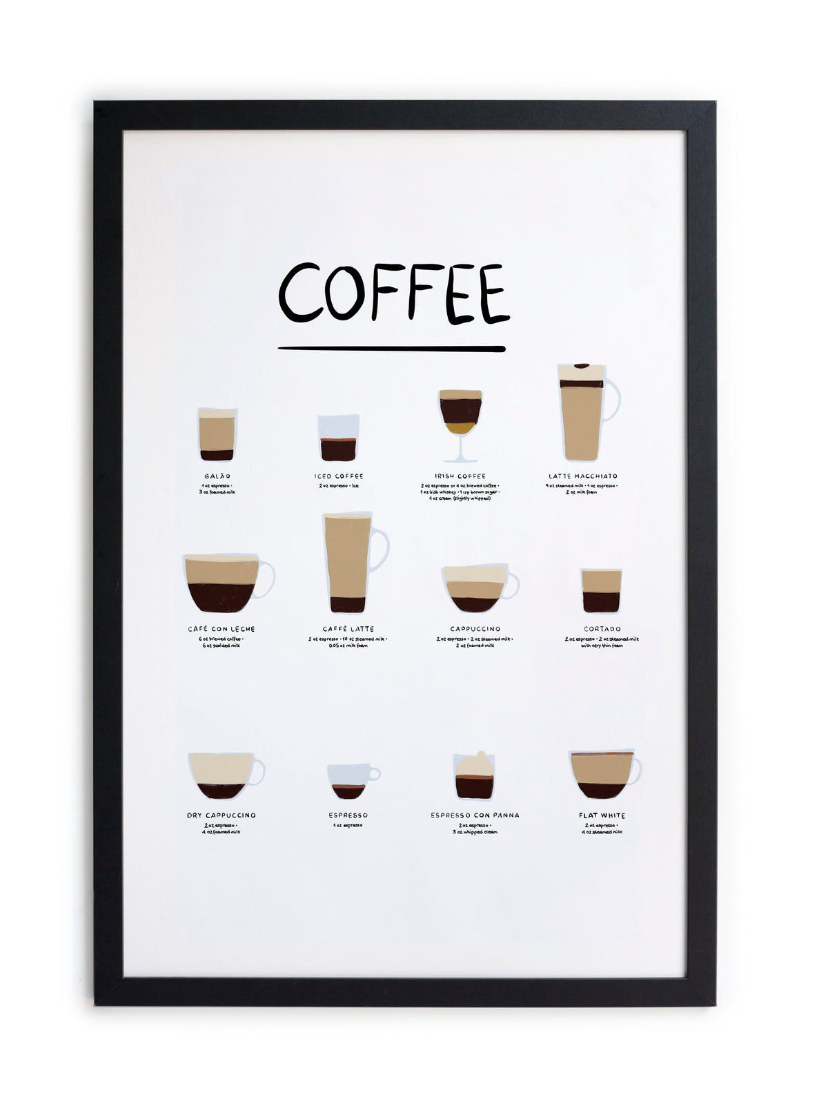 Zwarte lijst met kader 40x30 koffie