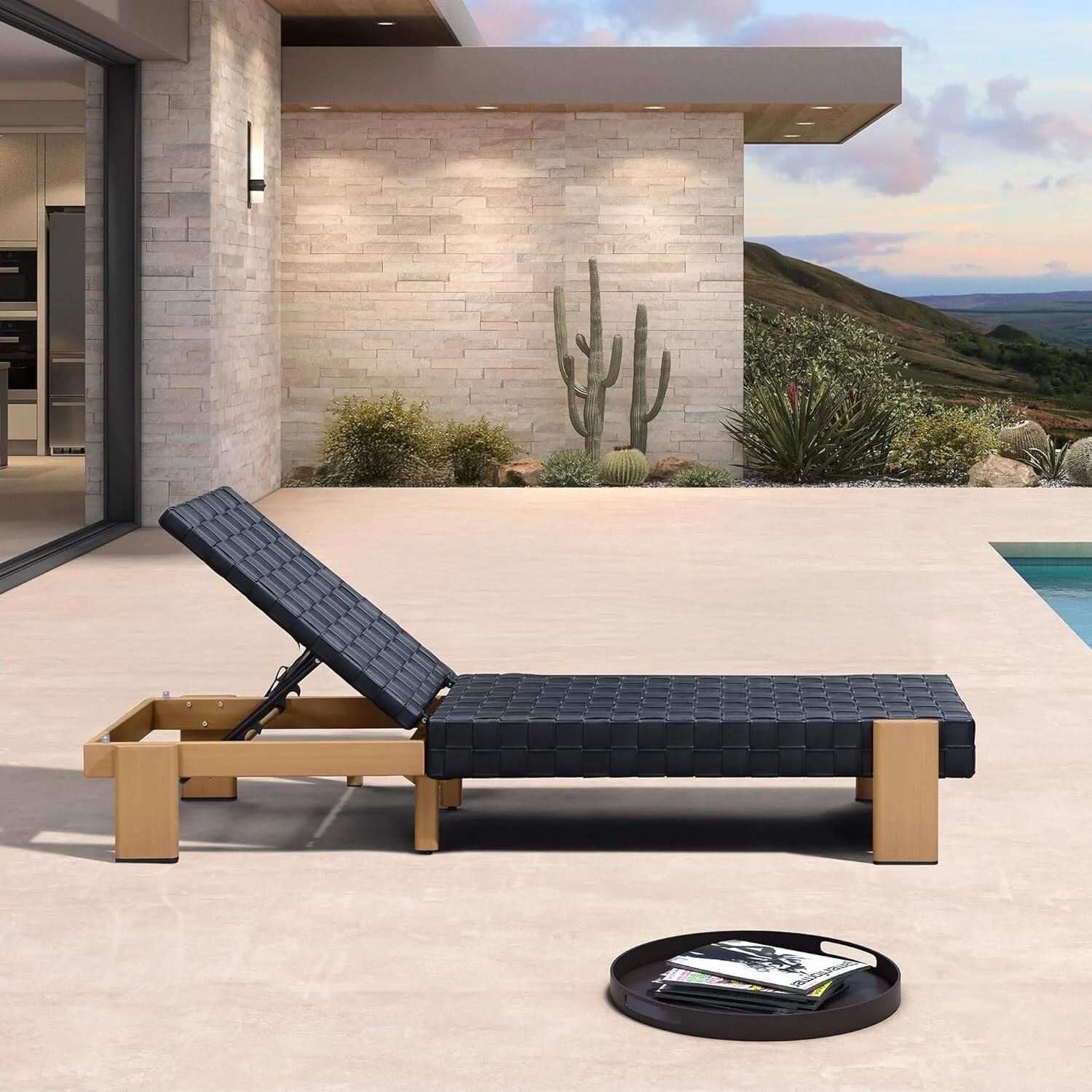 PURPLE LEAF Patio Lounge Chair Modern Outdoor Chaise Lounge Rattan Chaise Lounge Chairs