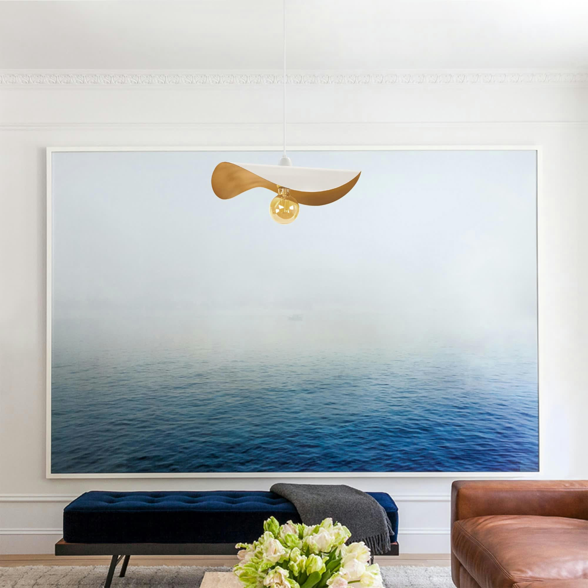 MADAME - Suspension métal blanc d'ivoire et doré