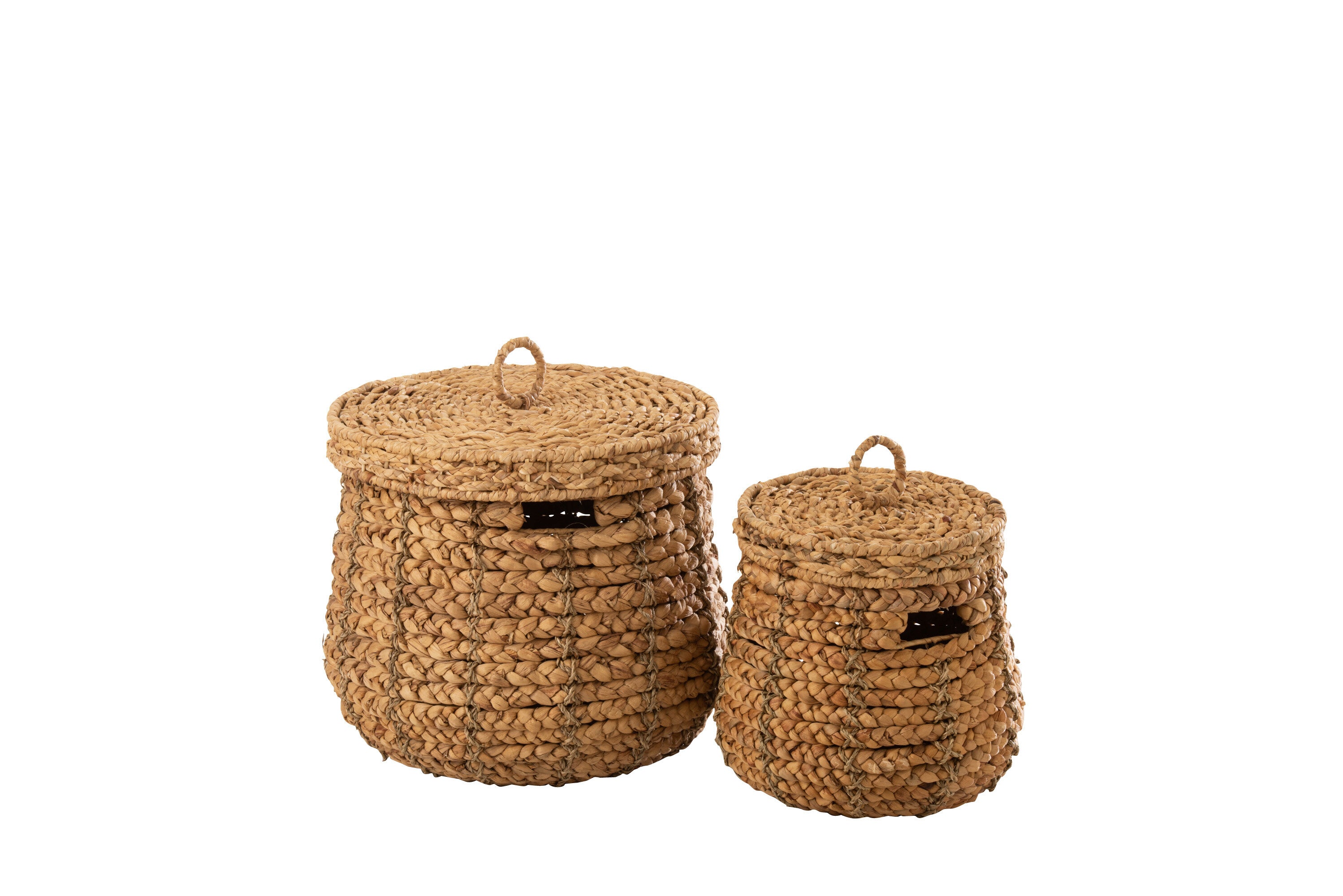 J-Line mand Maurice Waterhyacint - jute - naturel - 2 stuks