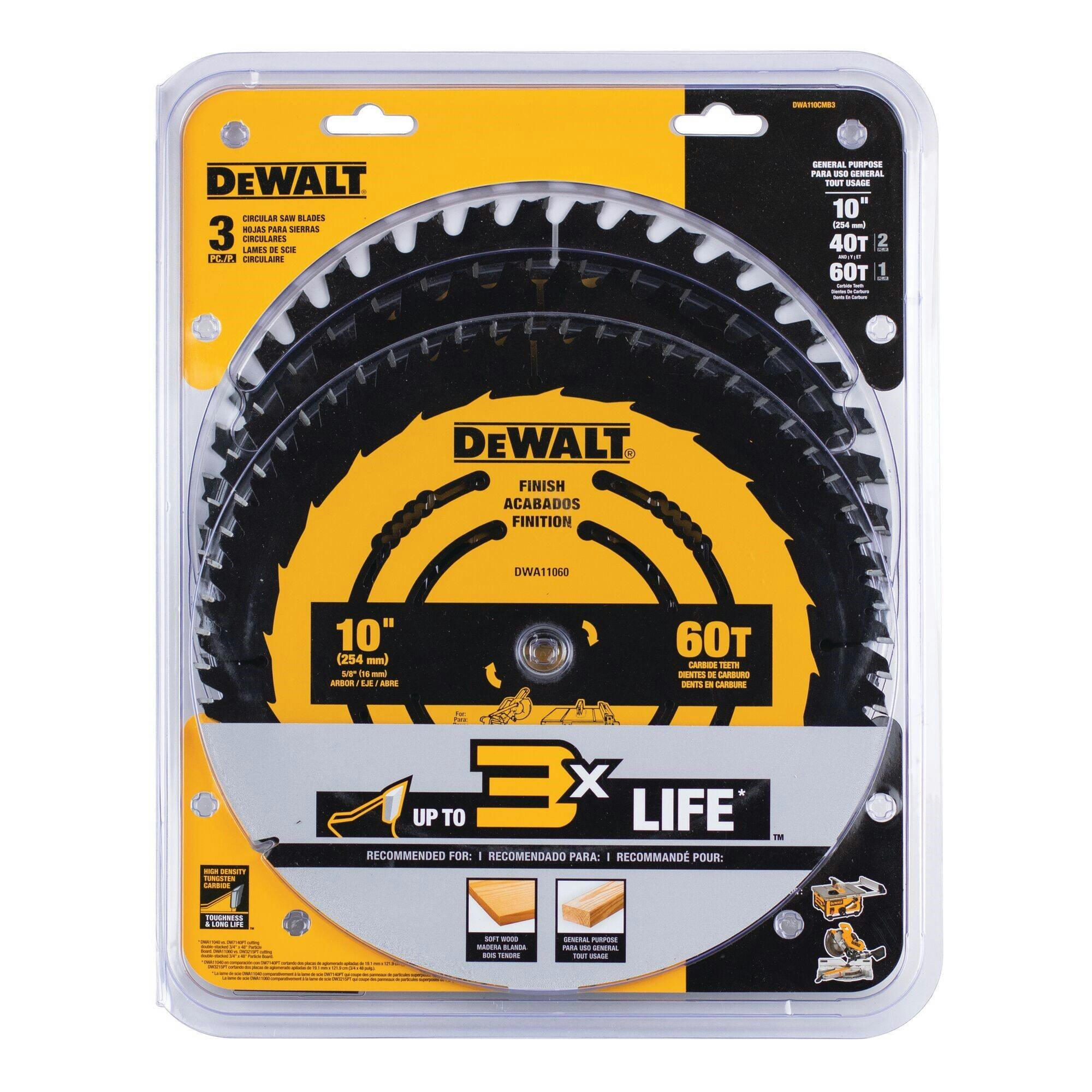 DEWALT DWA110CMB3 10-in Circular Saw Blades, 3-pk