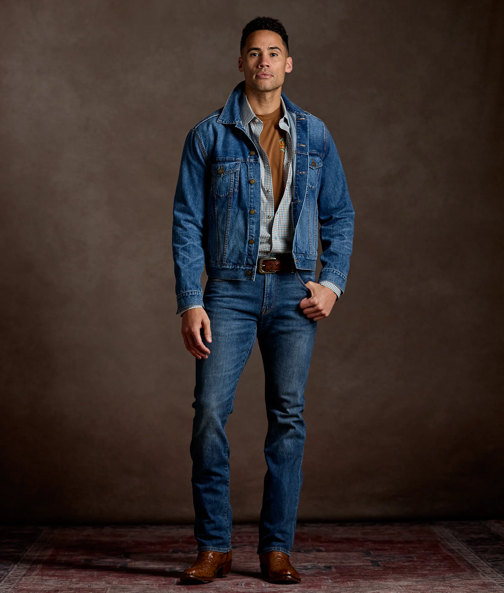 El Paso Tailored Fit - Tan And Turquoise Check