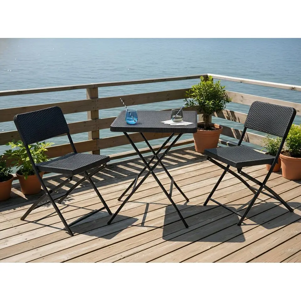 TRAPPETO - Balkonset - Zwart - Synthetisch materiaal