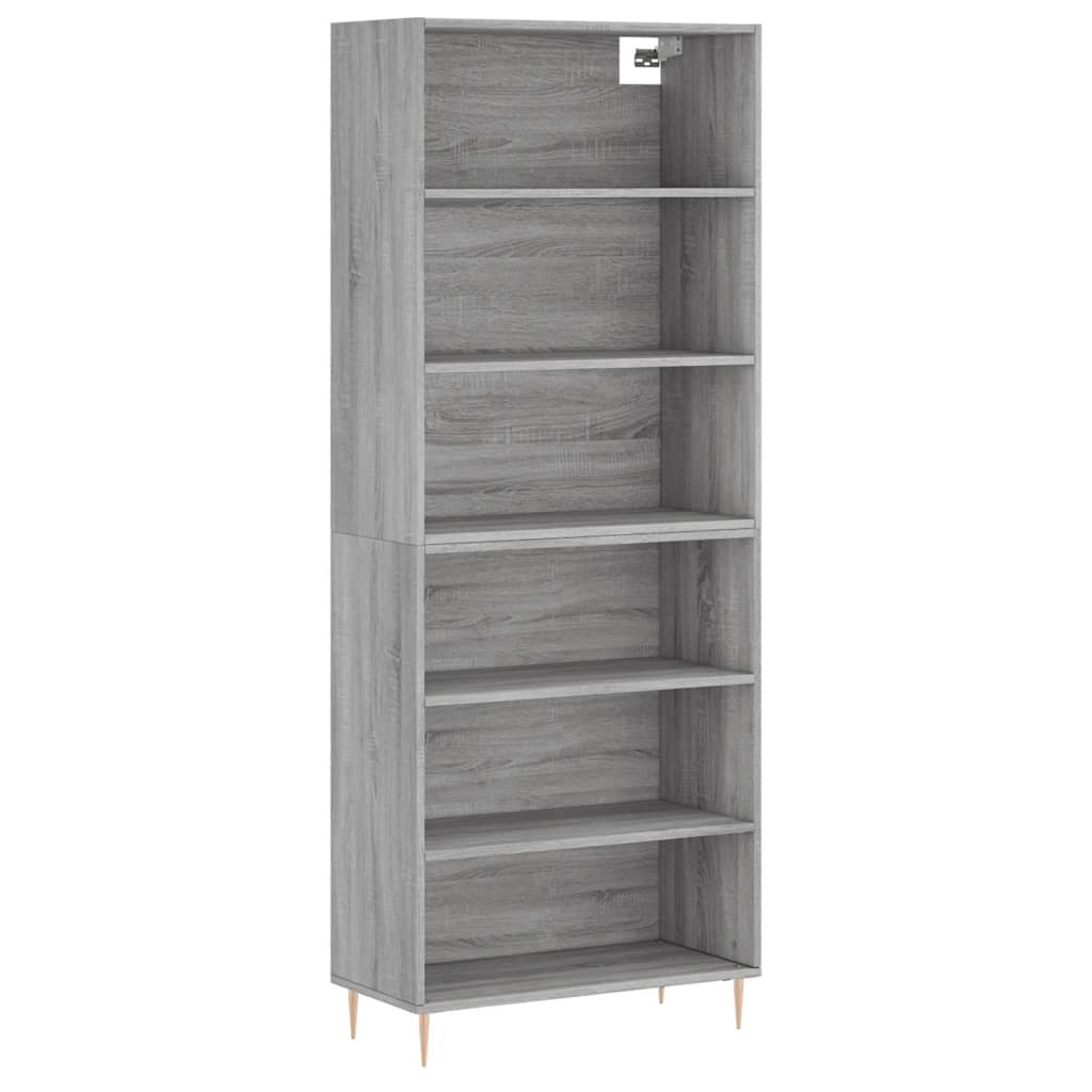Szafka Regał Szara 69.5x32.5x180 cm do Salonu Pokoju Sypialni