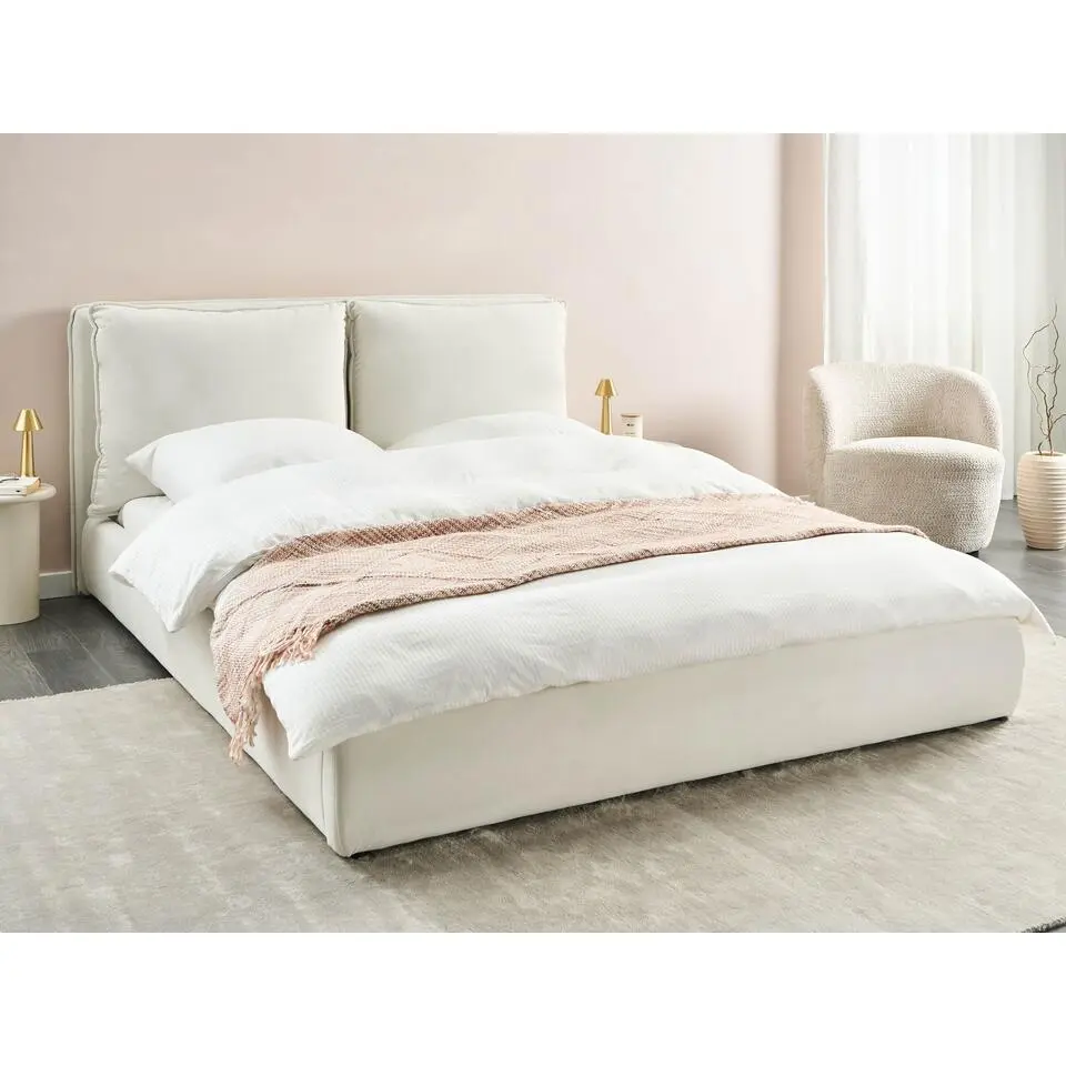 BAJONNA - Tweepersoonsbed - Off-white - 160 x 200 cm - Stof