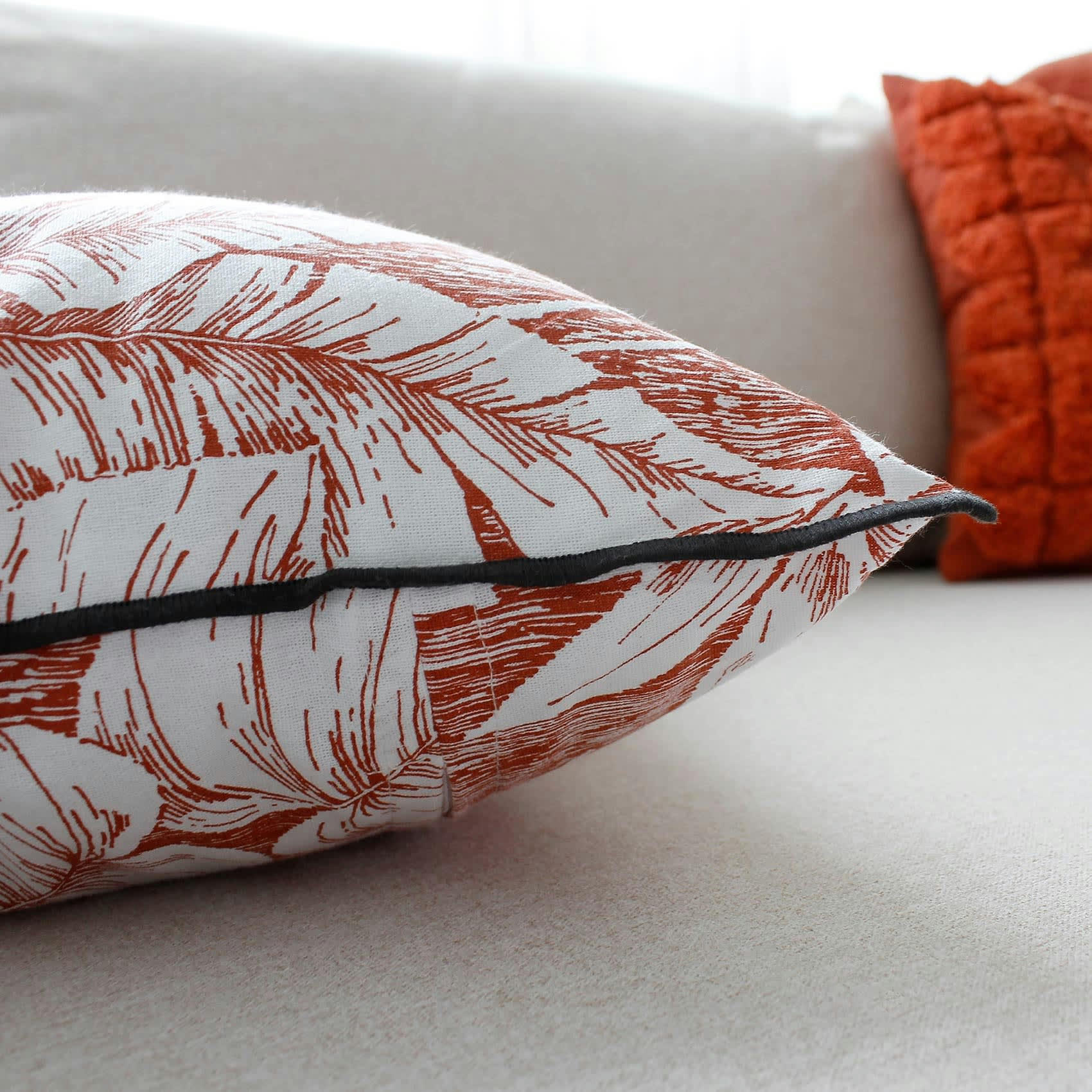 - Coussin déhoussable au style exotique polyester/coton brique 40x40 cm