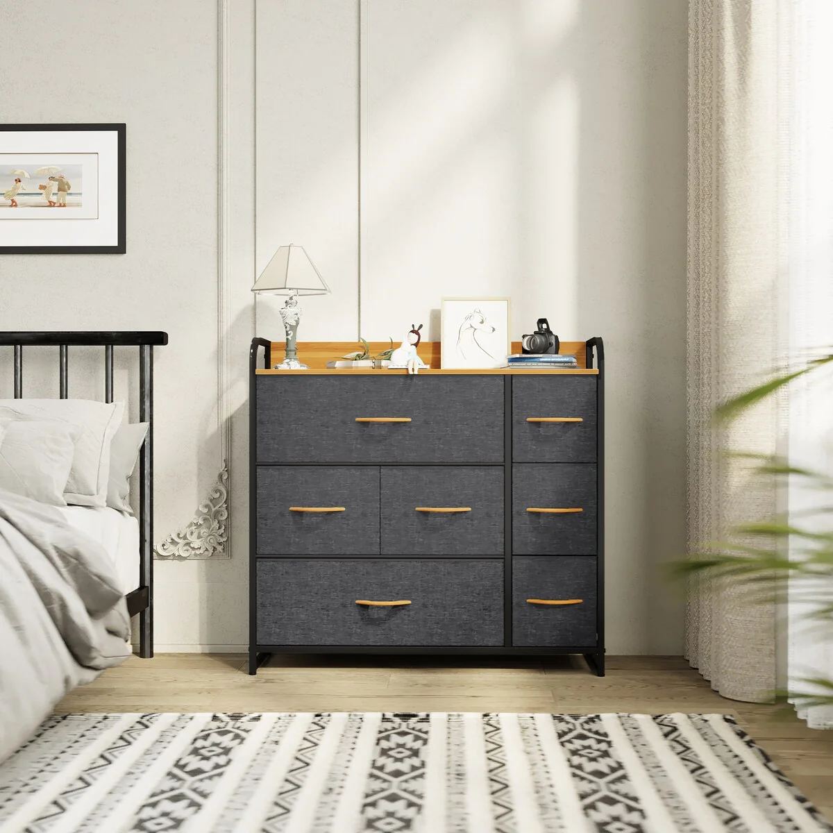 Modern Wide Dresser Storage Tower with 7 Drawers