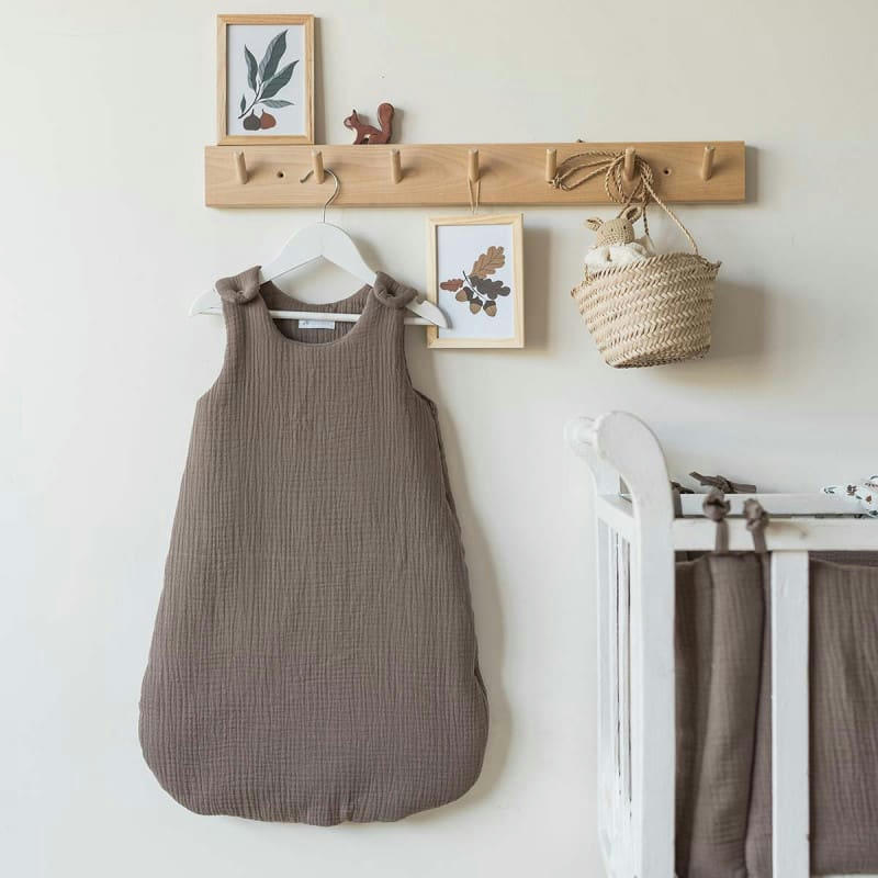 - Gigoteuse bébé en gaze de coton taupe (0-6 mois)