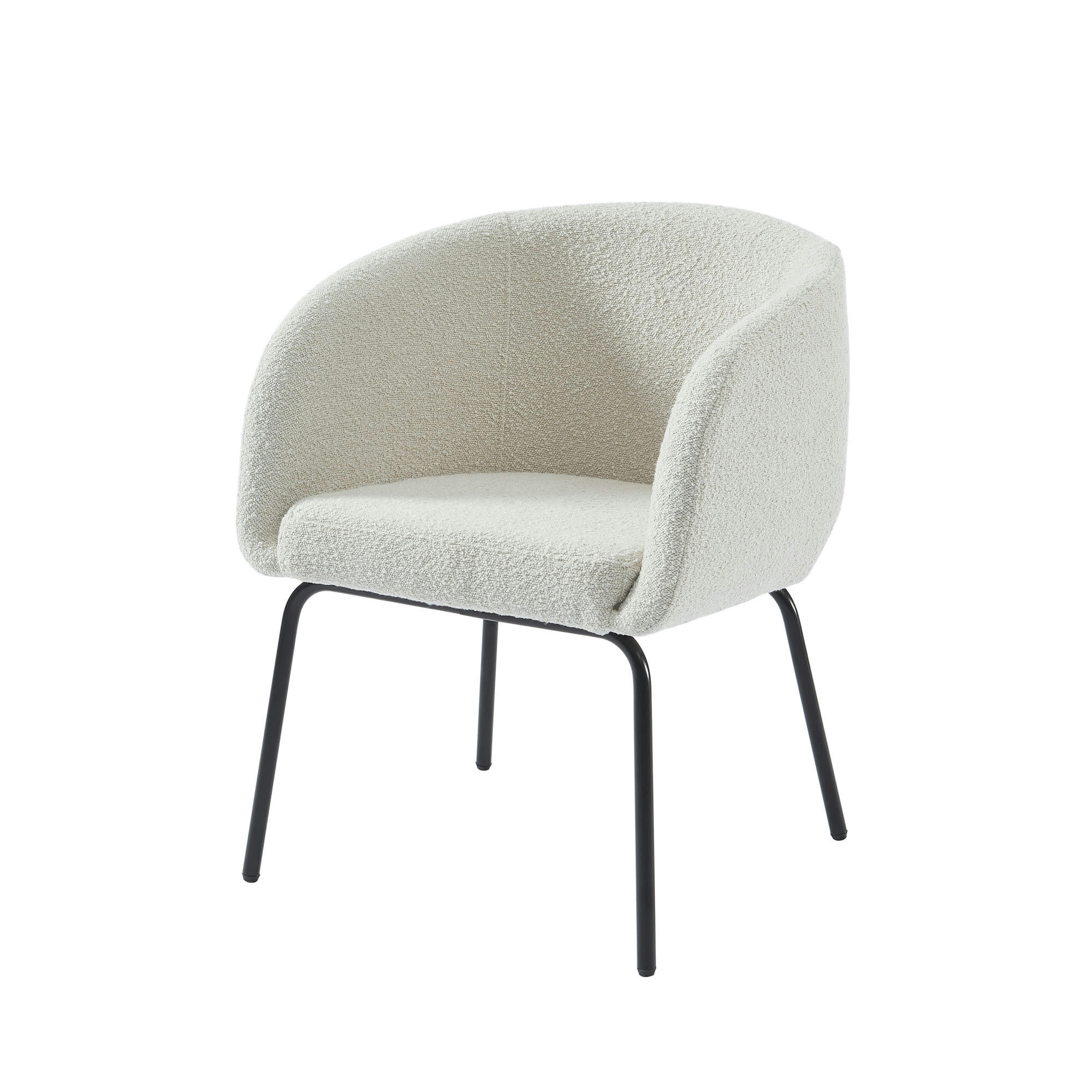 BELEM - Fauteuil  en tissu bouclette blanc