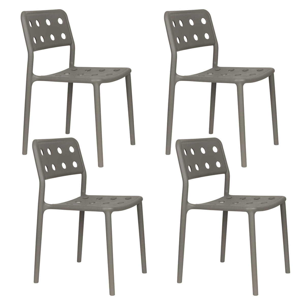 Housecraft Living Serra Tuinstoel/ Eetkamerstoel Kunststof Grijs - Set van 4