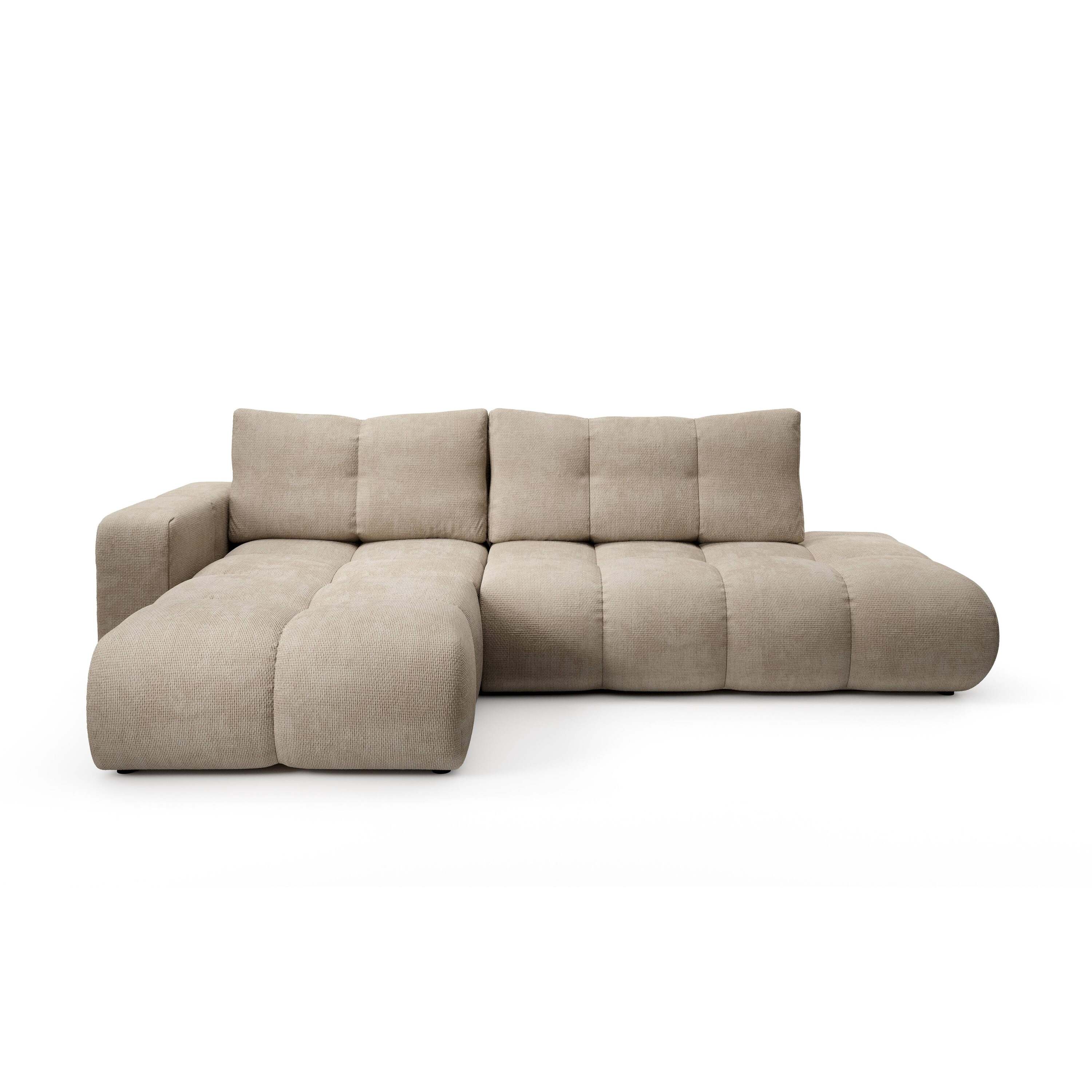 by fonQ Charme Hoekbank Links met Slaapfunctie - Chenille - Lichtbeige