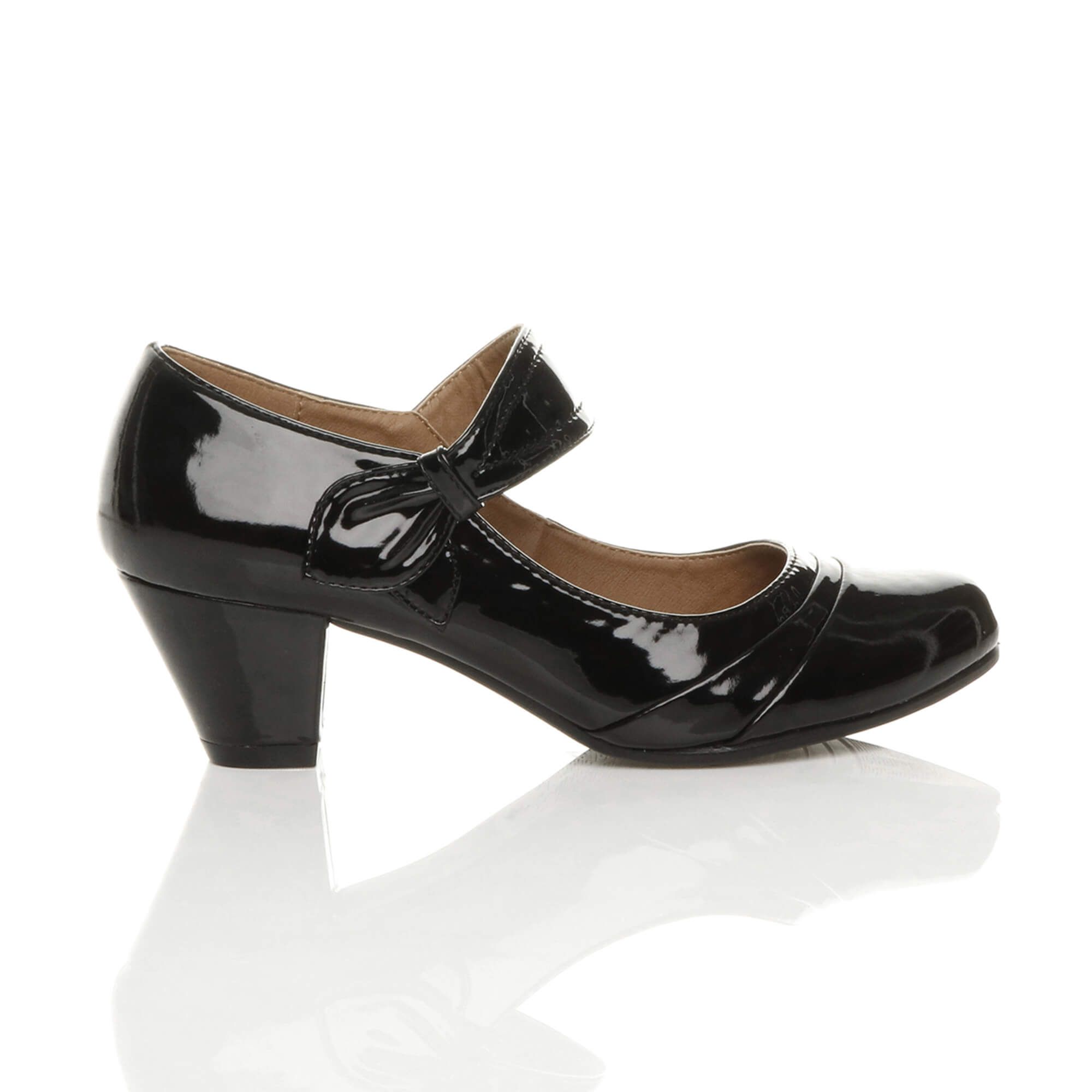 AJVANI Mid Block Heel Comfort Mary Jane Court Shoes