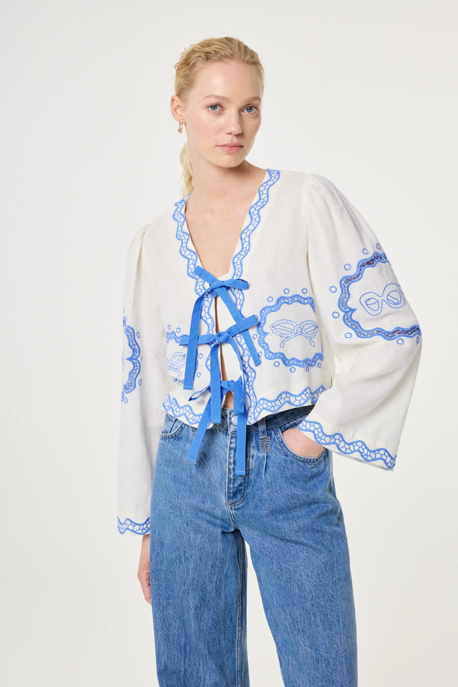 Serviette Blouse | Cosy White/Blue