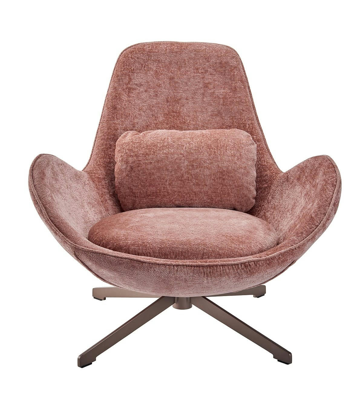 QUEEN - Fauteuil pivotant rose en tissu - L87 cm