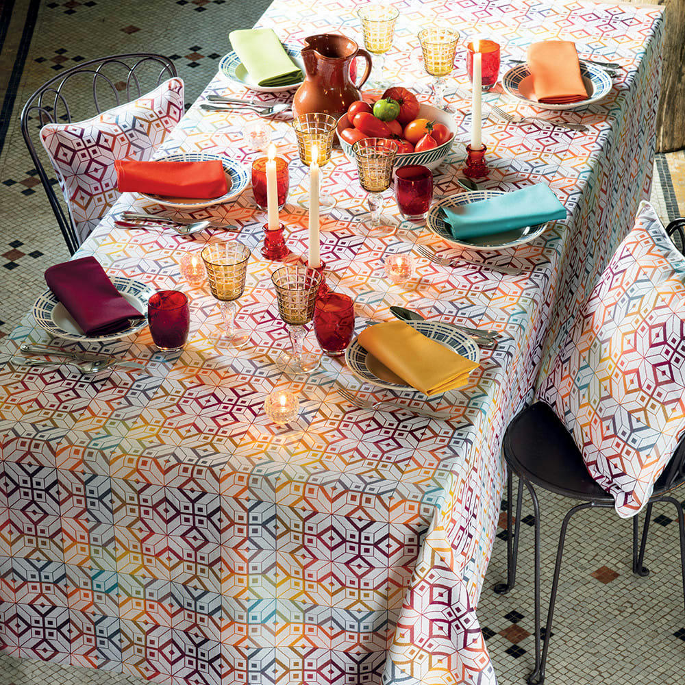 MILLE PAVES FLAMBOYANT - Nappe  pur coton multicolore 155x225