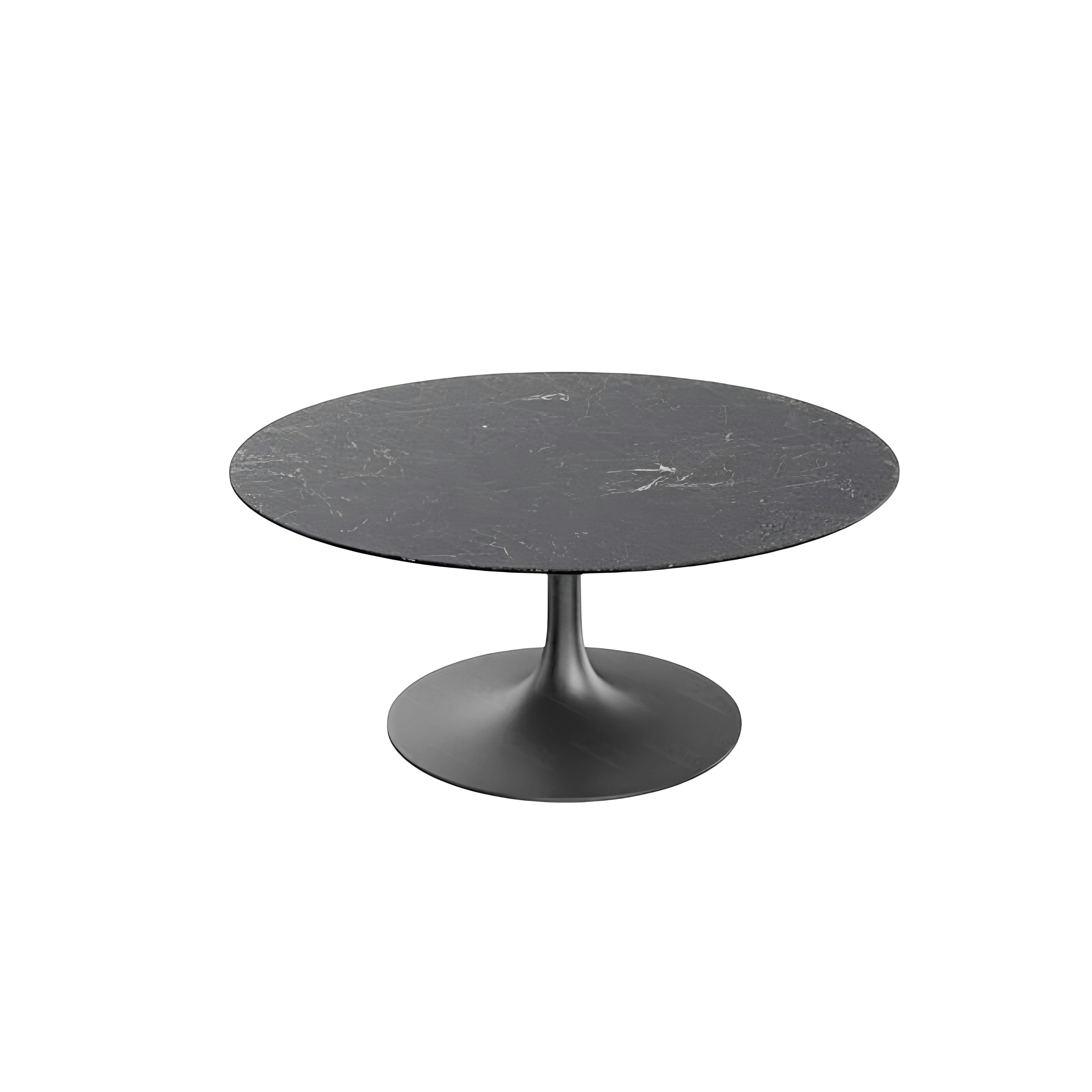 Table basse ronde céramique grise marbrée, pied tulipe LIGURIE
