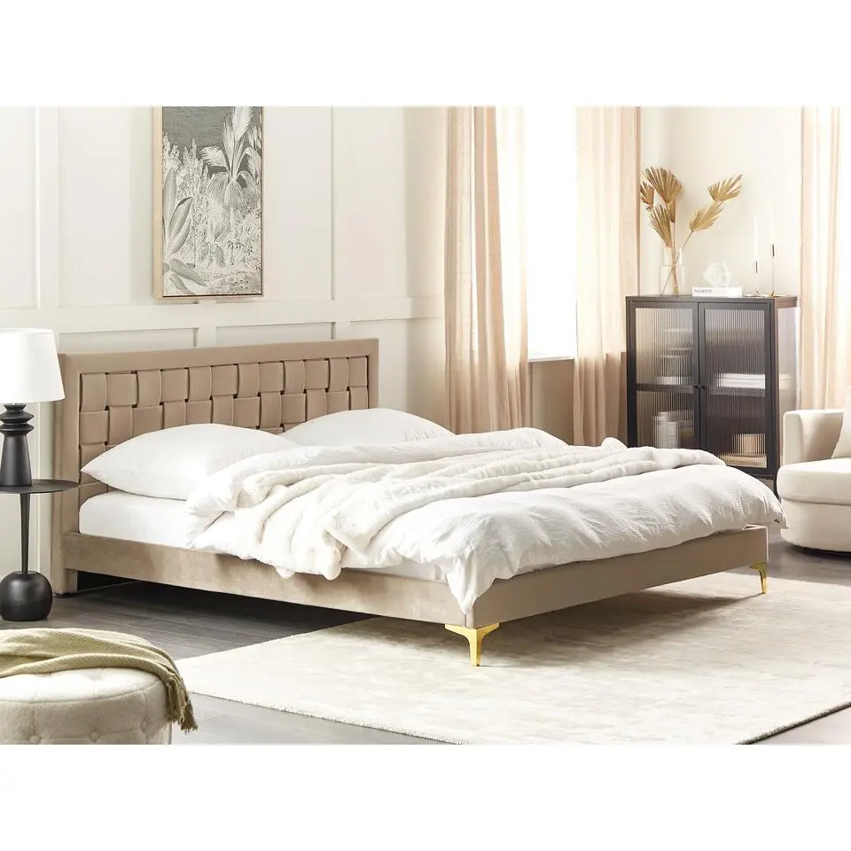 LIMOUX - Tweepersoonsbed - Taupe - 180 x 200 cm - Fluweel