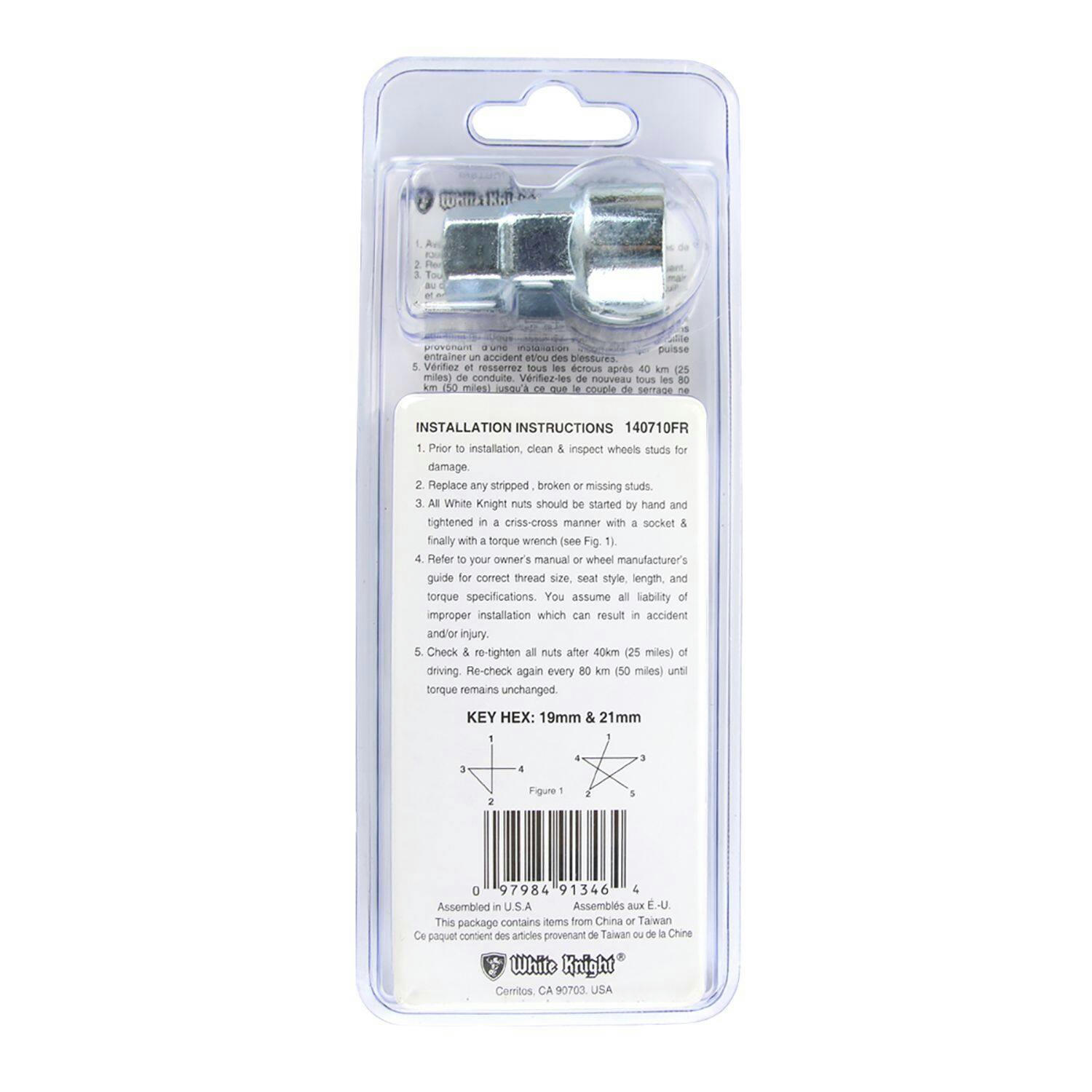 White Knight Acorn Wheel Lock Lug Nuts