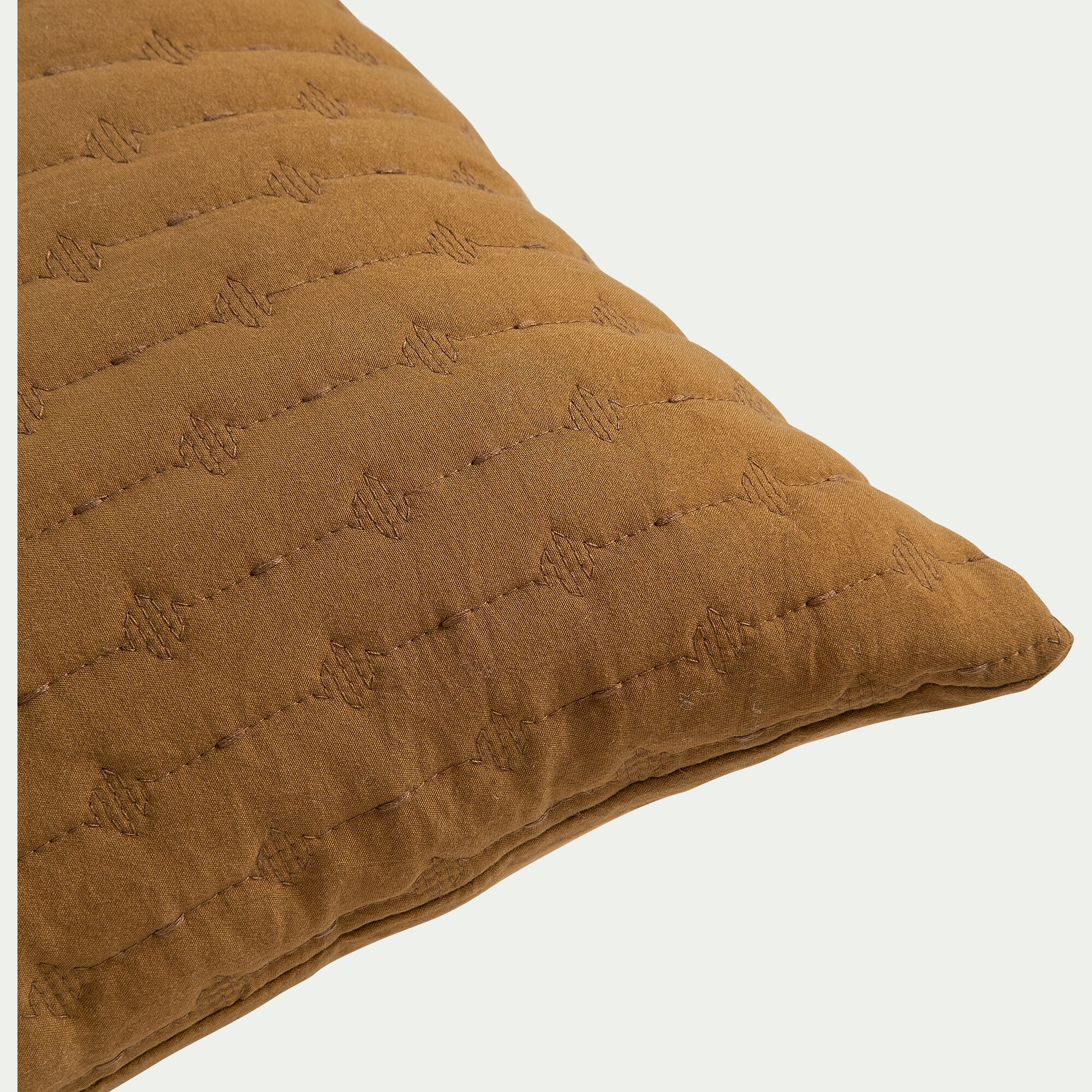 BENITO - Coussin en tissu surpiqué 45x45cm - jaune alep