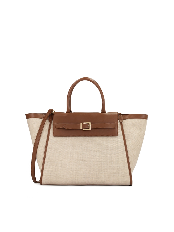 Beige Fabric Tote Bag