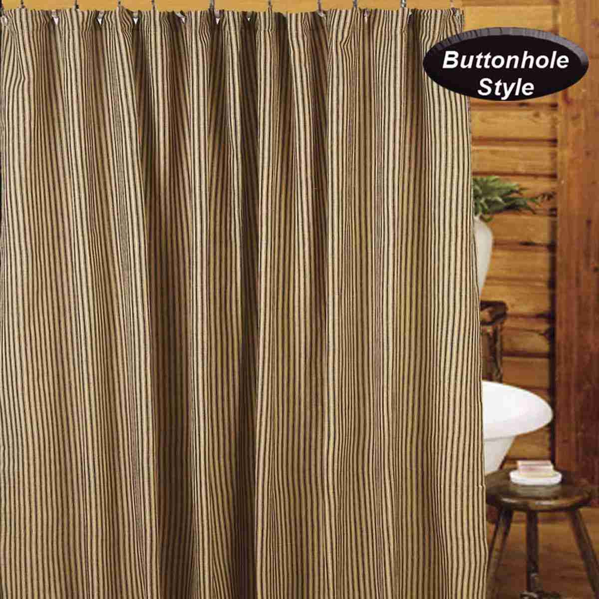 York Ticking Black Shower Curtain