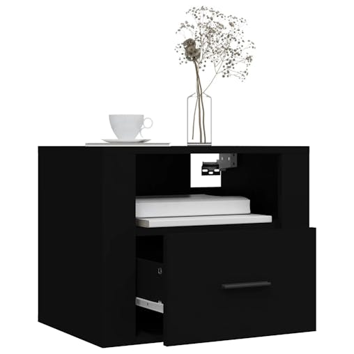 NNEVL Wall-mounted Bedside Cabinets 2 pcs Black 50x36x40 cm