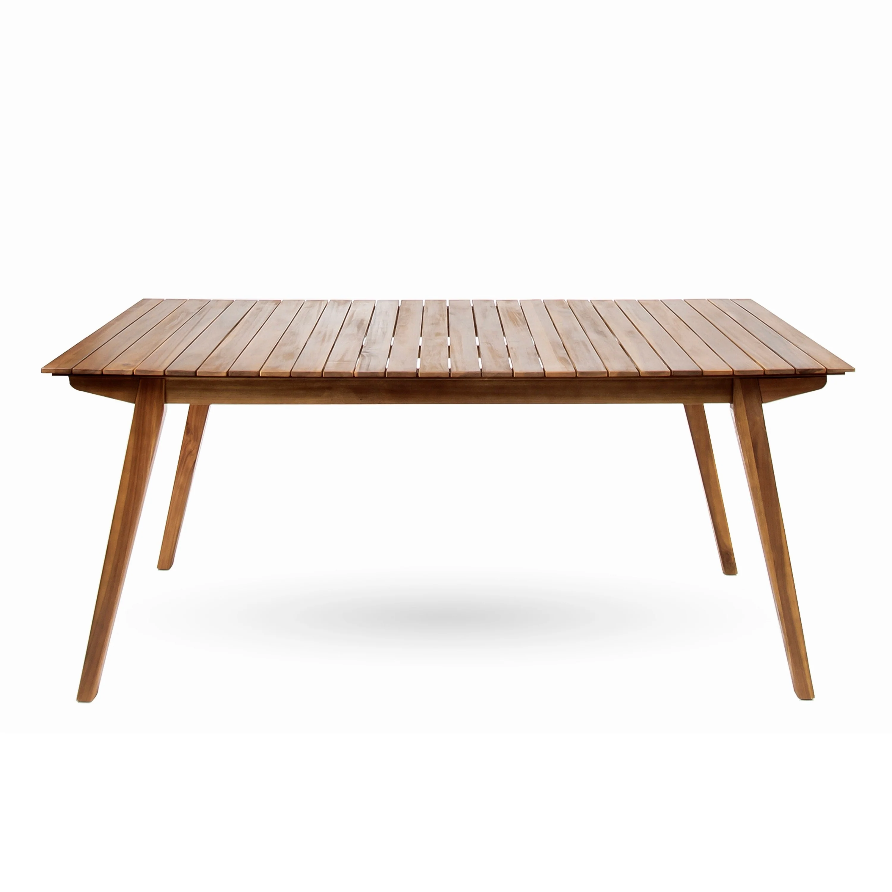 Outdoor Dining Table, 69 Inch Slatted Rectangular, Brown Acacia Wood