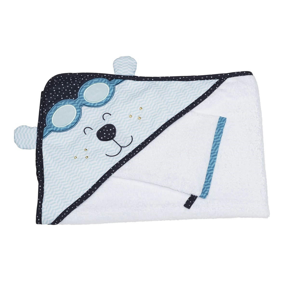 LAZARE - Cape de Bain et Gant 75x75cm en coton blanc