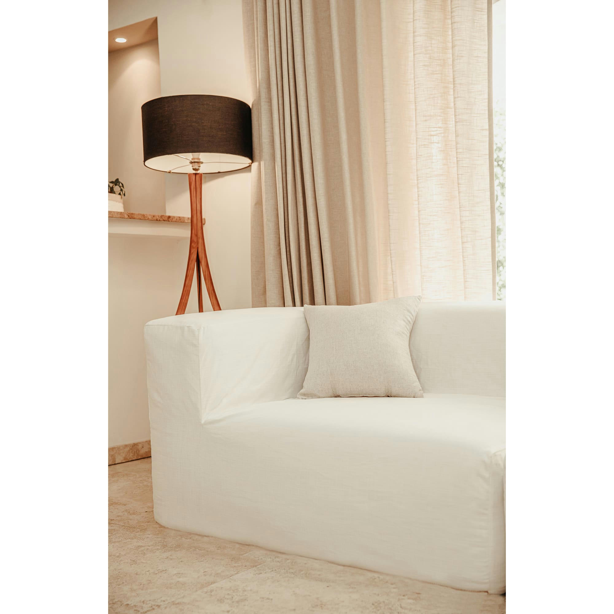 - Chauffeuse pour canapé modulable - Coton lavé blanc