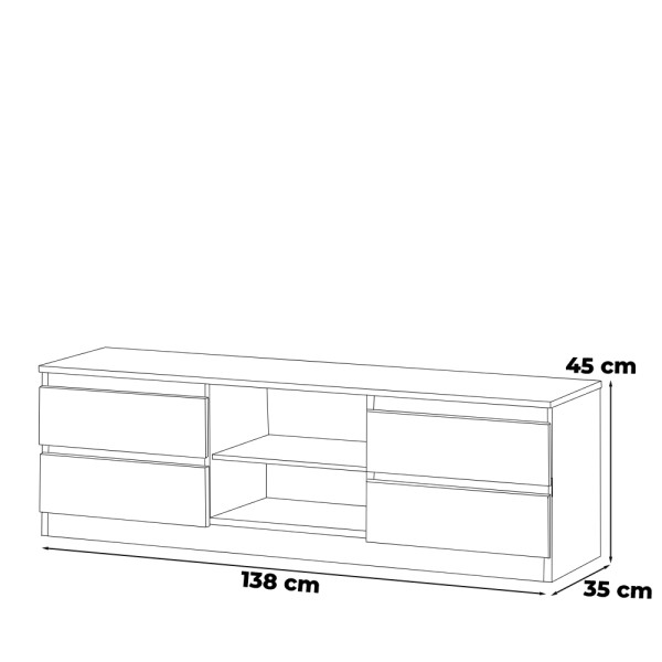 Szafka rtv do salonu 138cm nowoczesny biały stolik pod tv