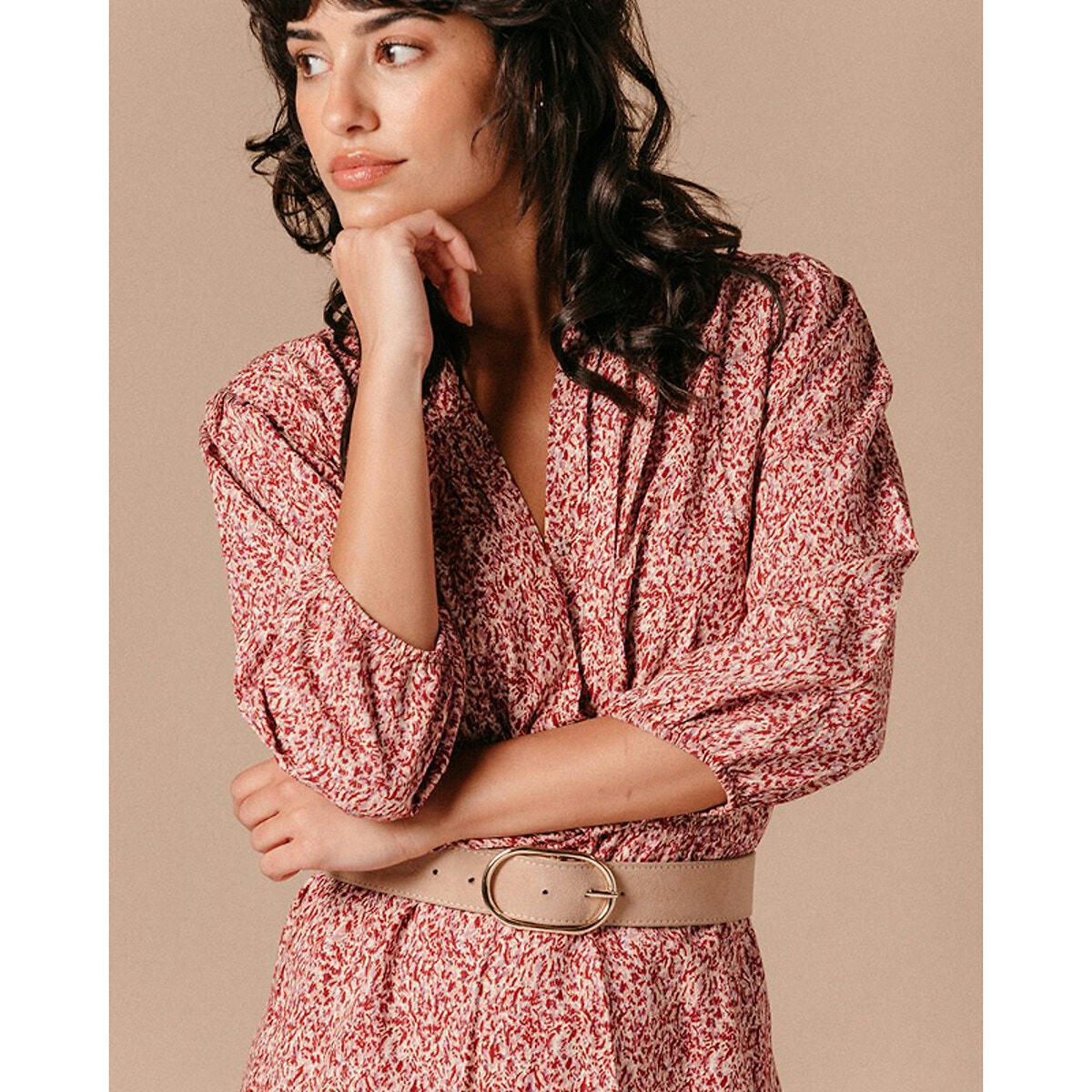 Robe courte Laurelia col croisé manche 3/4