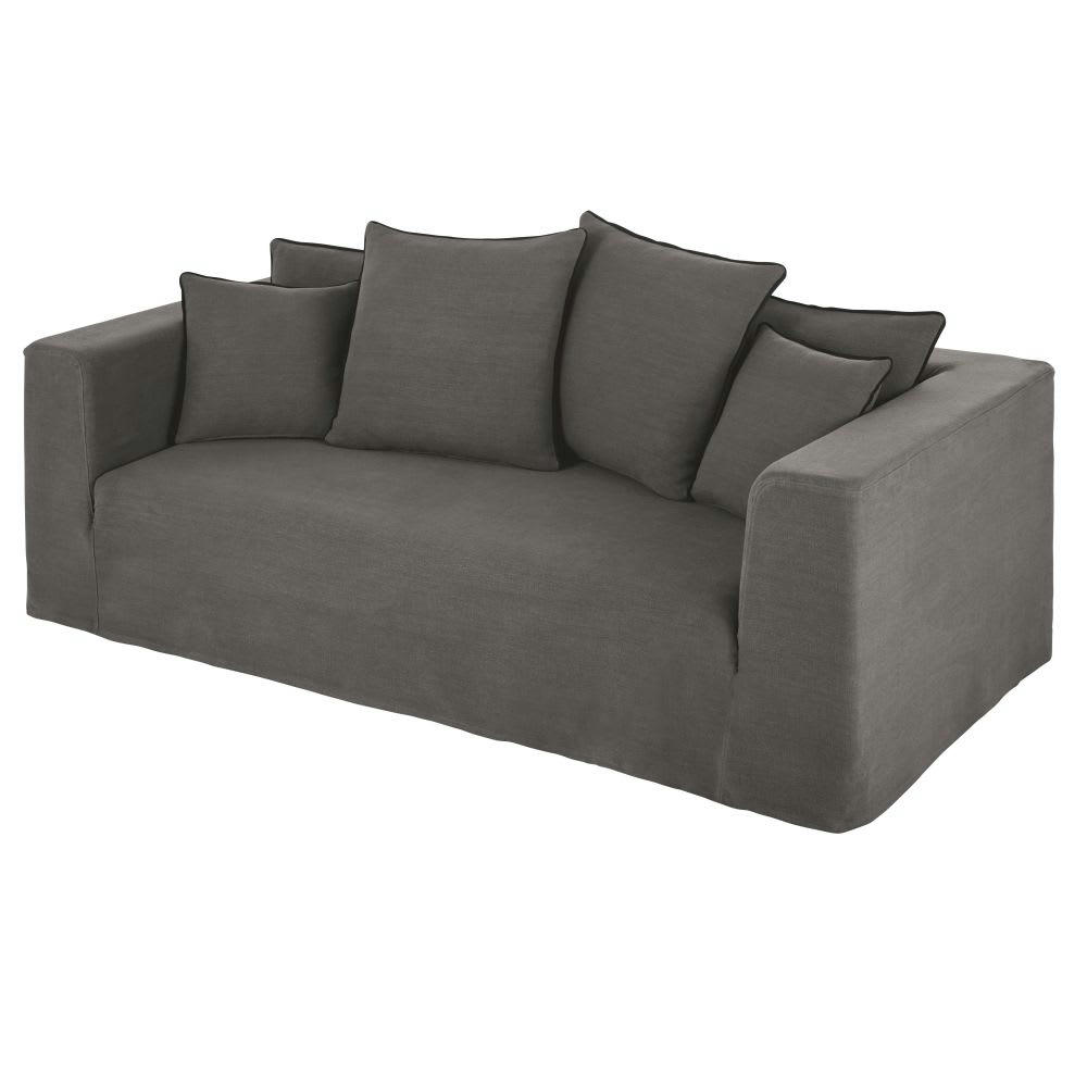 Gipsy - Canapé 3 places en lin supérieur gris