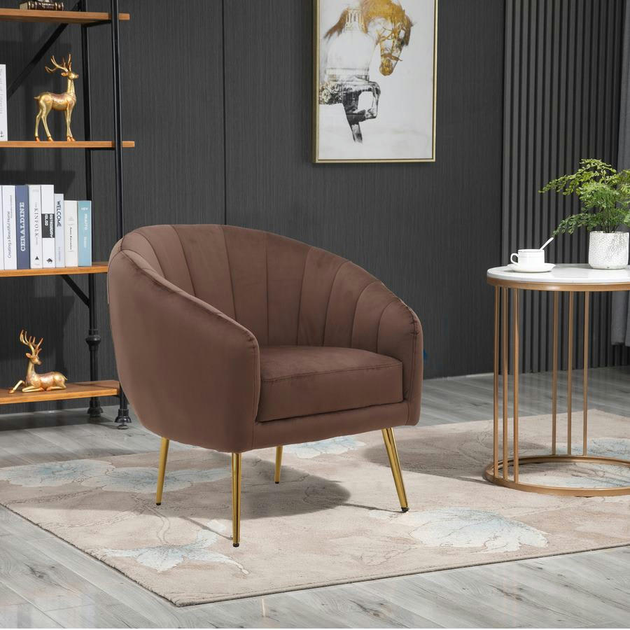 VELVET - Fauteuil design en velours marron