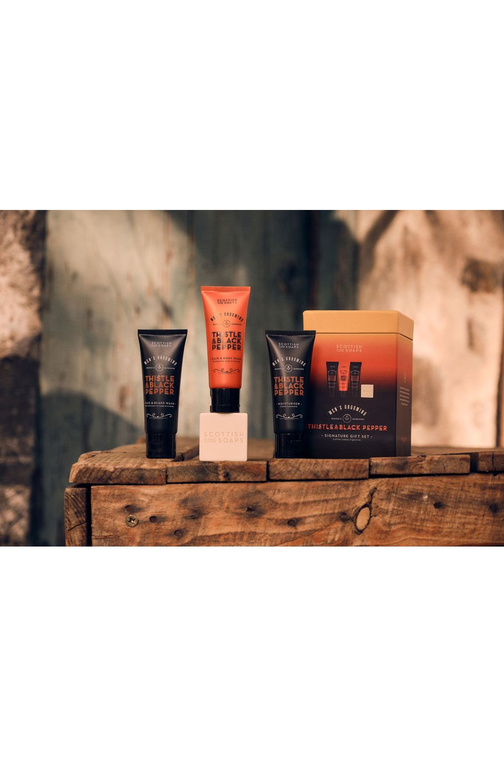 Scottish Fine Soaps Signature Gift Set (3x75ml Tubes, 1x40g Soap, Drum)