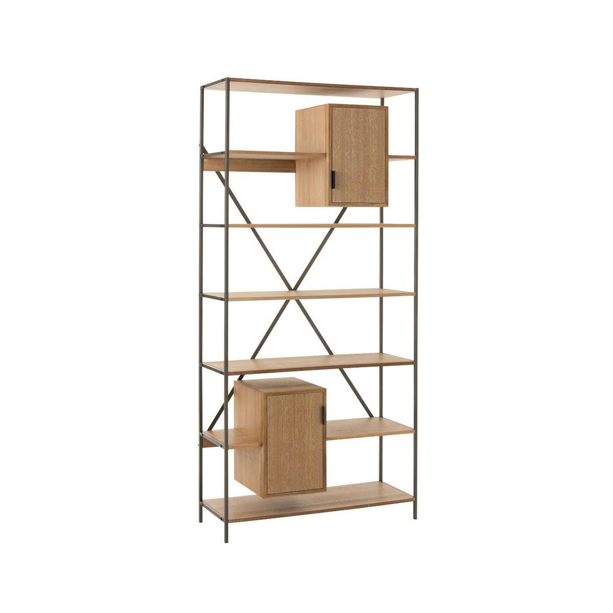 ZATI - Grande étagère 6 planches avec placards