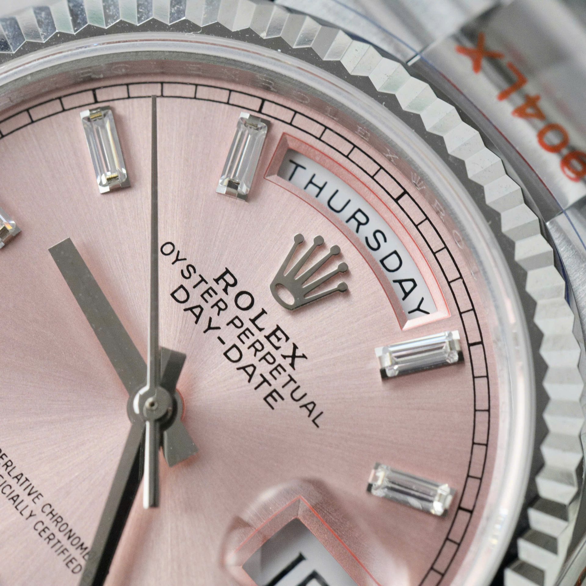 Rolex Day-Date 128236 904L Steel Pink Dial CZ Diamonds 36mm Super Clone