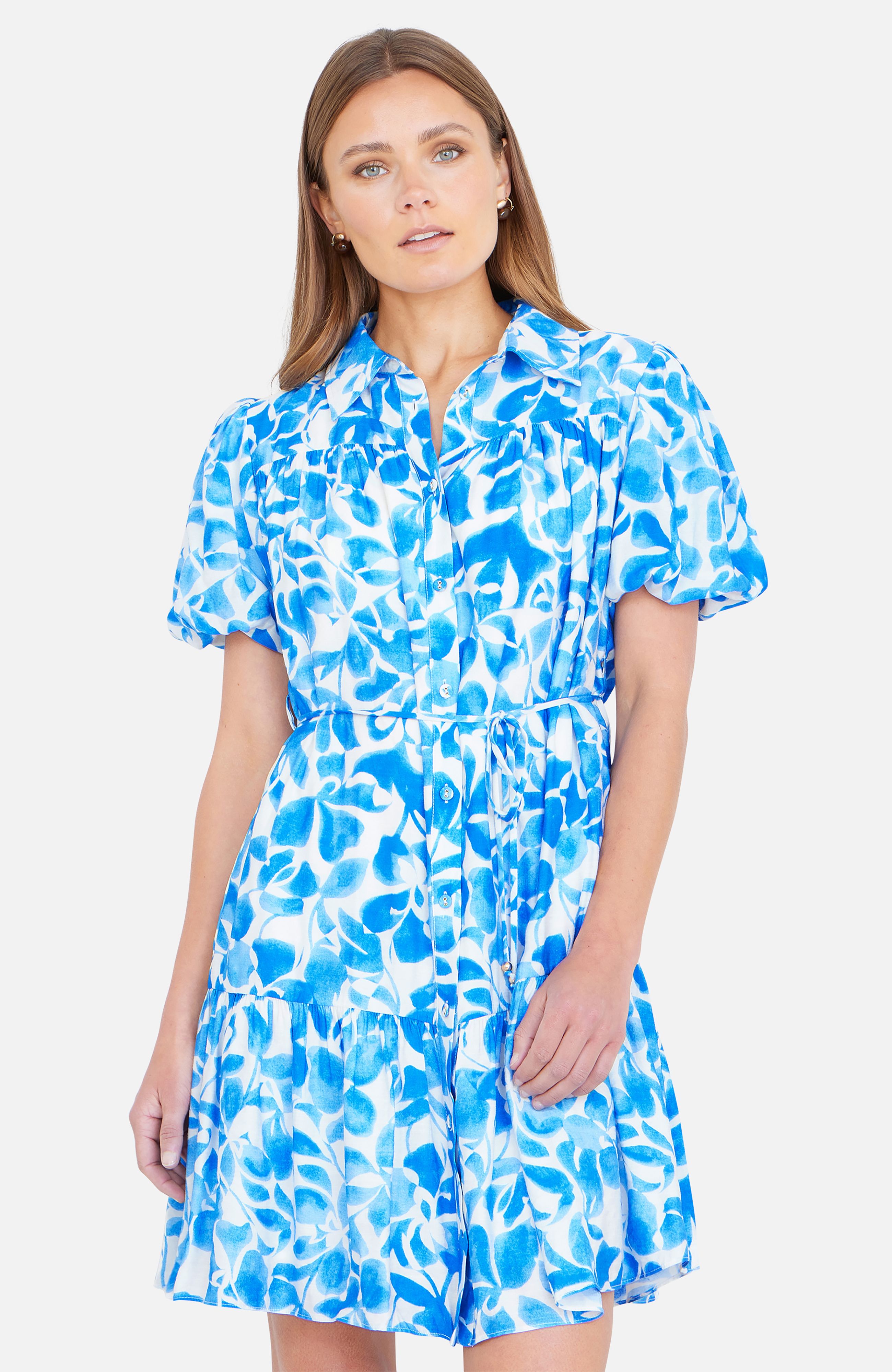 Yumi Floral Print Viscose Relaxed Shirt Dress