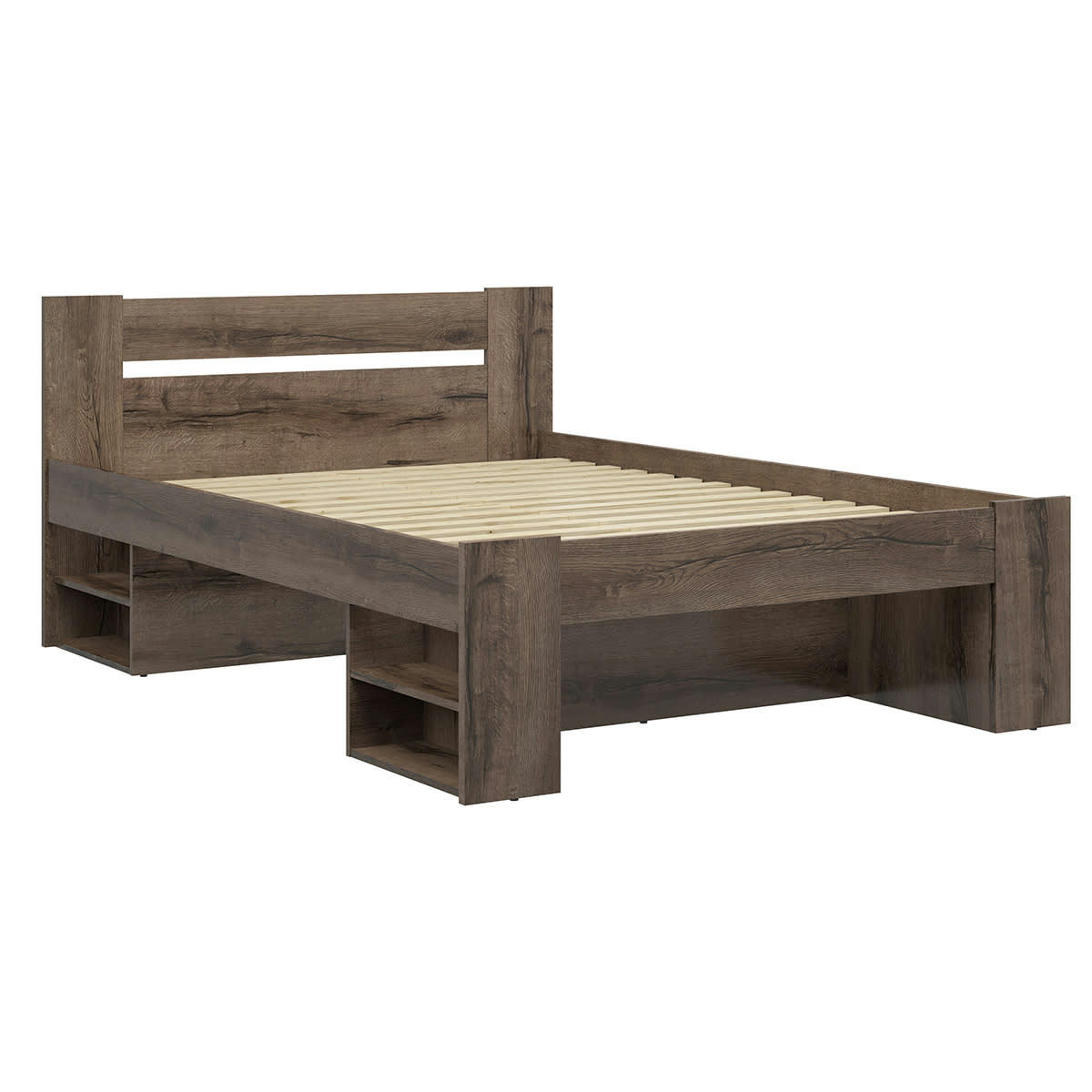 - Lit 160x200 stratifiés naturel foncé
