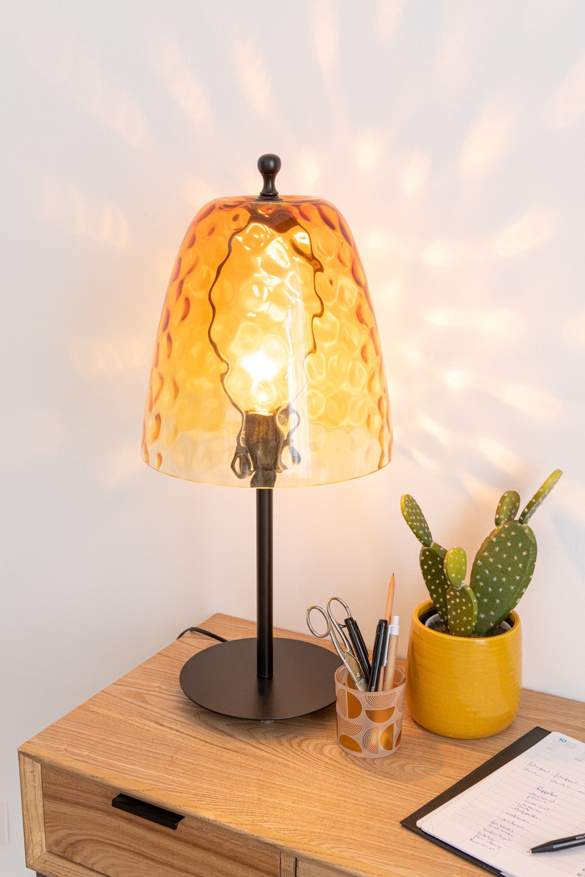 J-Line tafellamp Oceane - glas - geel