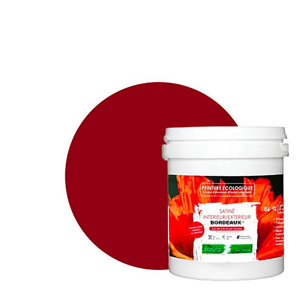 Bordeaux Peinture interieur exterieur aspect satin Natura - Bordeaux - 1L