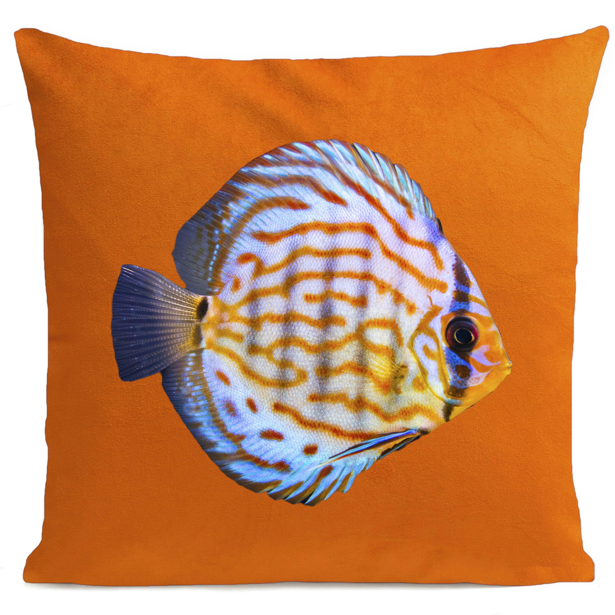 - Coussin bord de mer poisson orange suédine 40x40cm