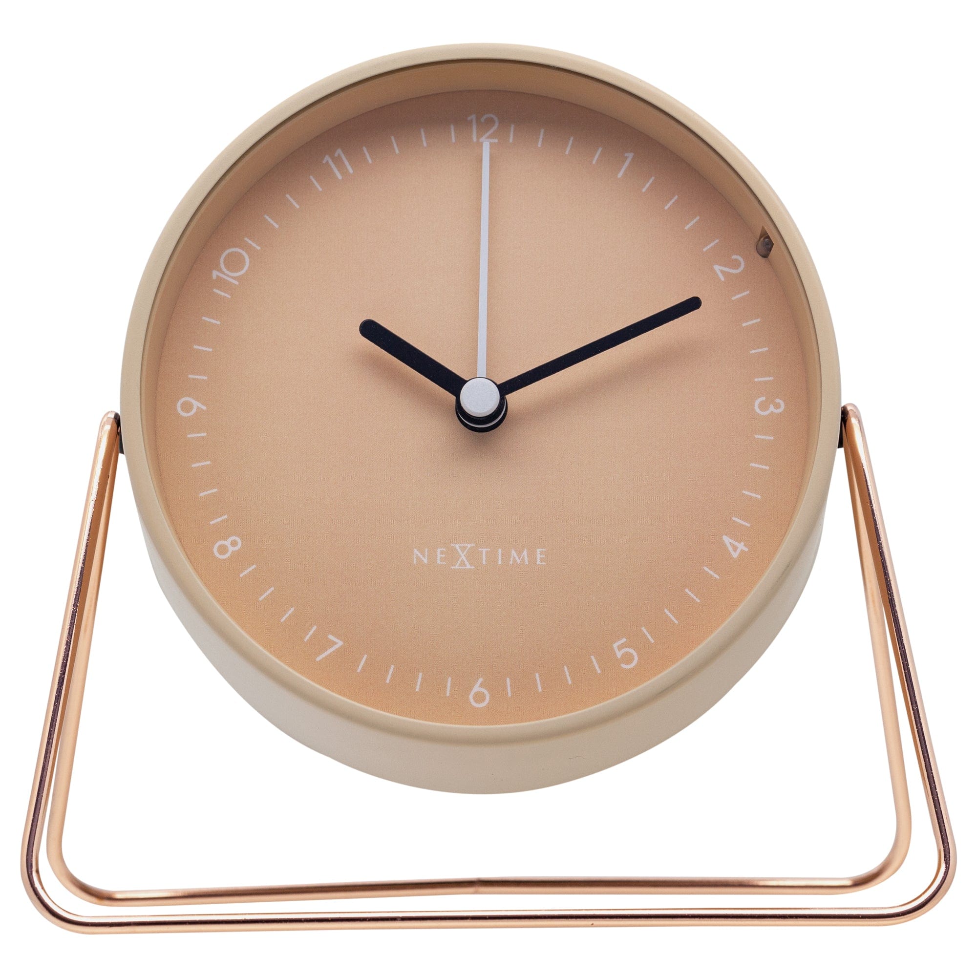 NeXtime - Tafel Wekker 14x13x7cm-Stil-Roze-Metaal-NeXtime "Berlin