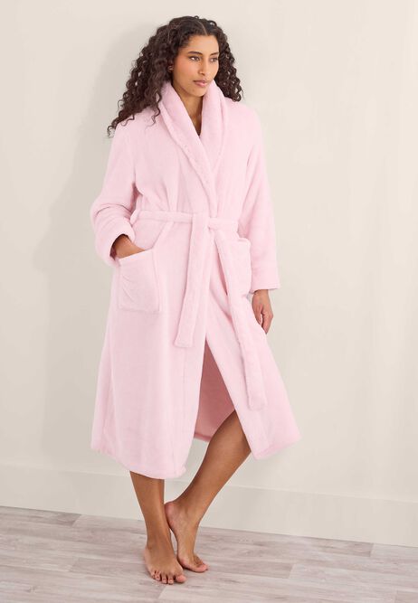 Womens Pink Luxury Fleece Dressing Gown
