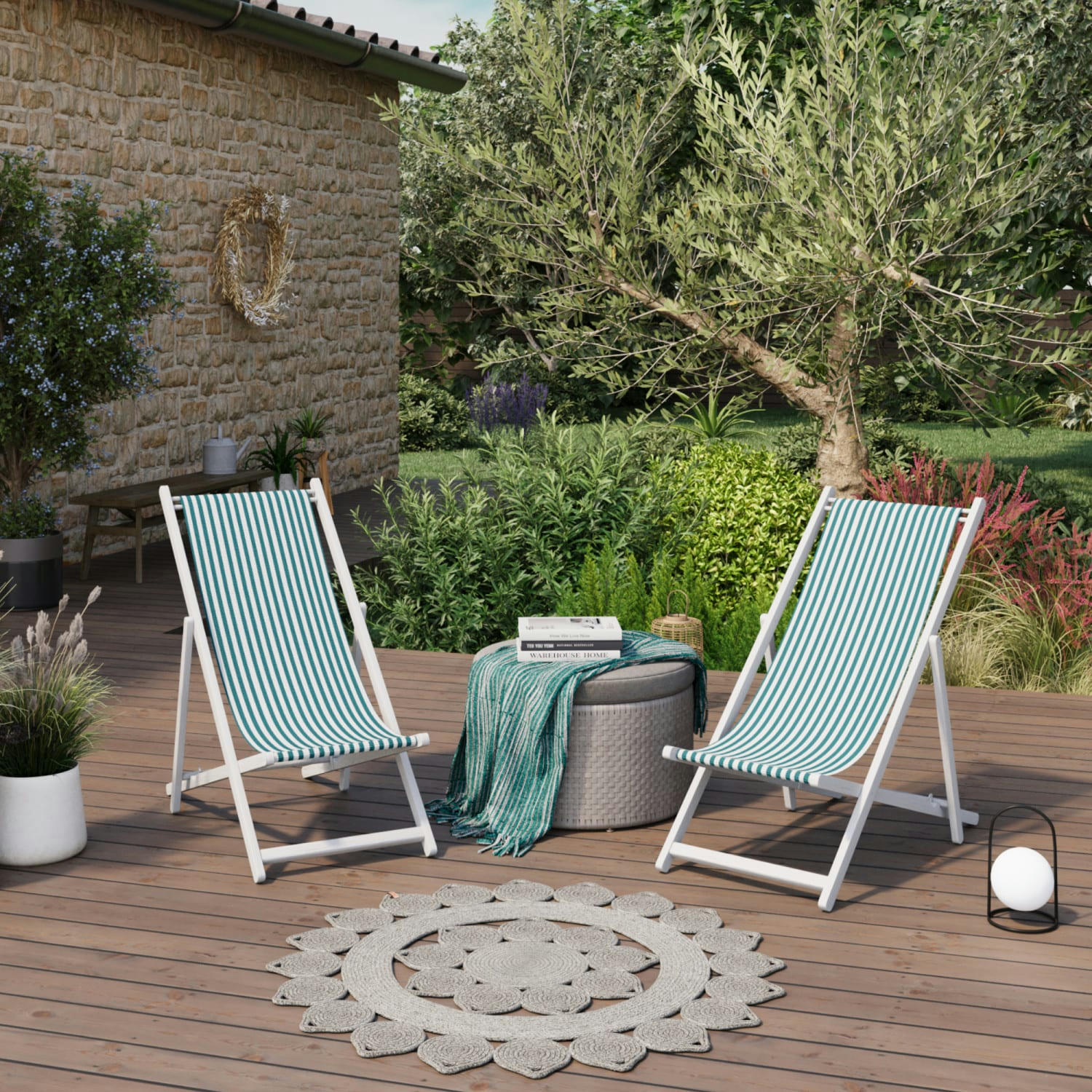 LACQUY - Lot de 2 chiliennes en bois vert