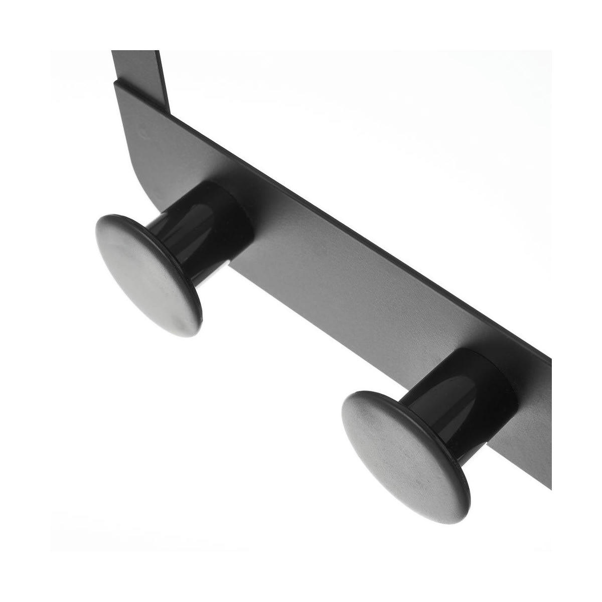 MÉTAL - Portemanteau de porte 3 crochets en métal et ABS noir 30x8,5x20cm