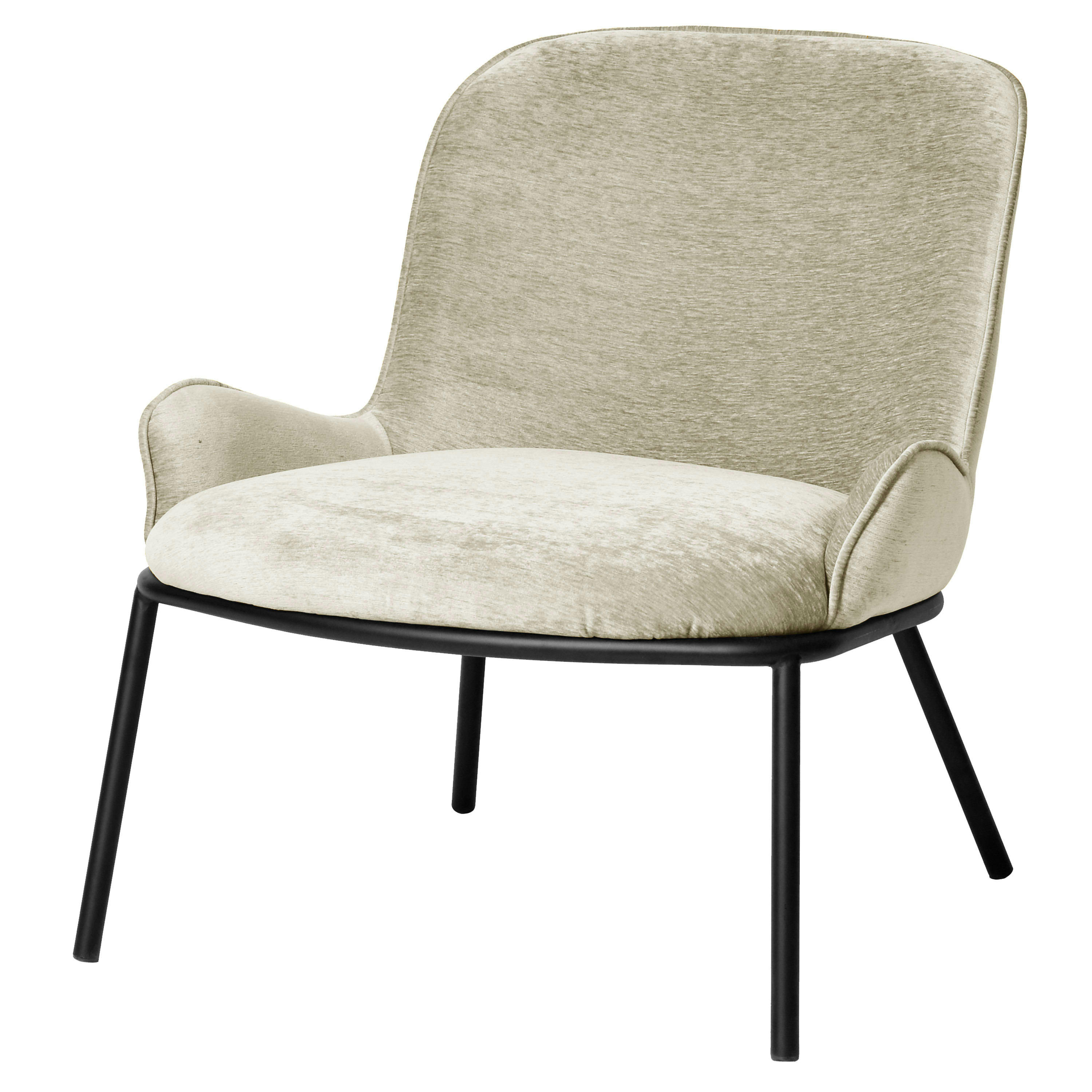 ALVIN - Fauteuil lounge en tissu Coloris Lin et métal noir mat